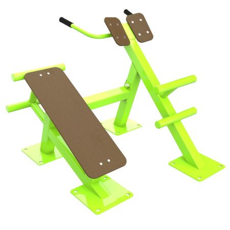 F-1709 Уличный тренажер Скамья для пресса + гиперэкстензия ZAVODSPORTA