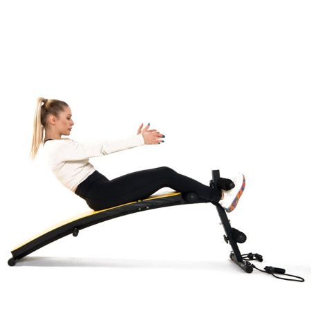 Скамья для пресса DFC с гантелями и эспандерами  D102RY