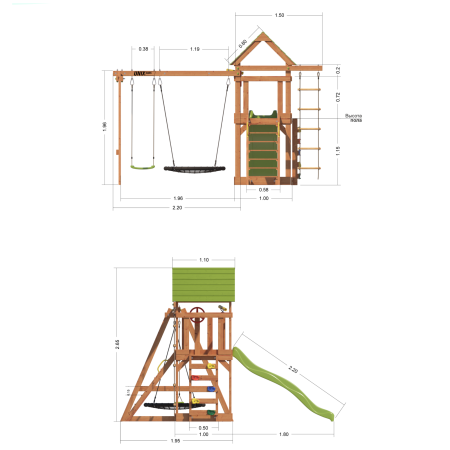 Детский игровой комплекс UNIX Line (6 in 1) Light Green