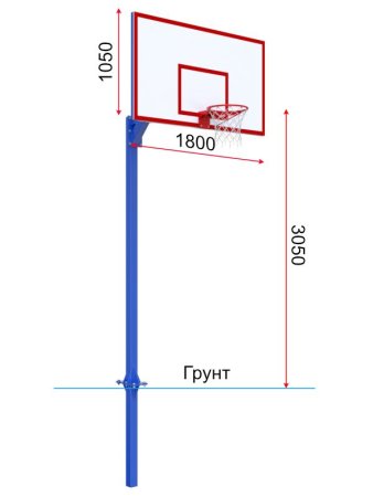 Баскетбольная стойка разборная одноопорная с игровым щитом 1800х1050 мм и усиленным кольцом