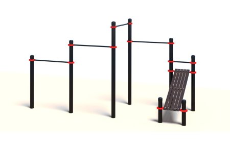 Каскад турников со скамьей для пресса (PAW-12)