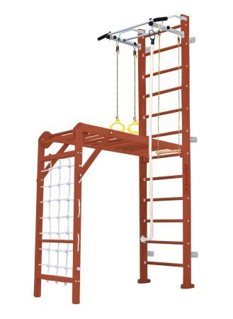 Шведская стенка Kampfer Union Wall (№4 Вишневый Высота 3 м белый турник)