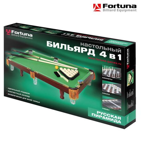 Бильярдный стол Fortuna Русская пирамида 3фт 4 в 1 с комплектом аксессуаров
