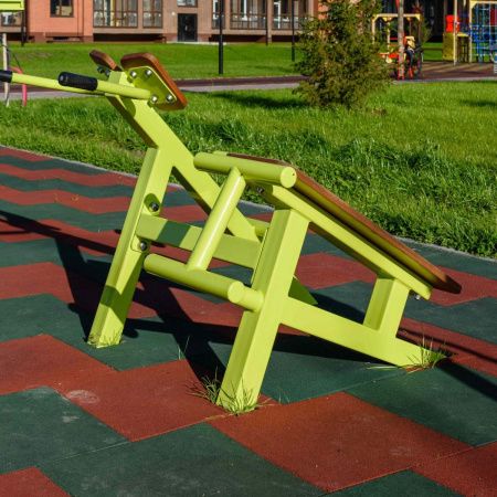 F-1709 Уличный тренажер Скамья для пресса + гиперэкстензия ZAVODSPORTA