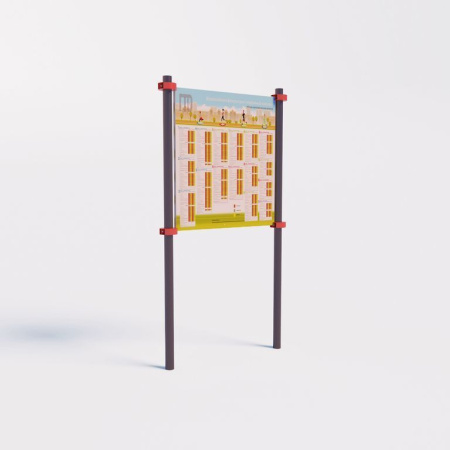 Информационный стенд для сдачи нормативов с металлическим полем