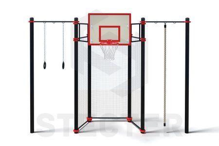 Уличный комплекс для гимнастики и баскетбола