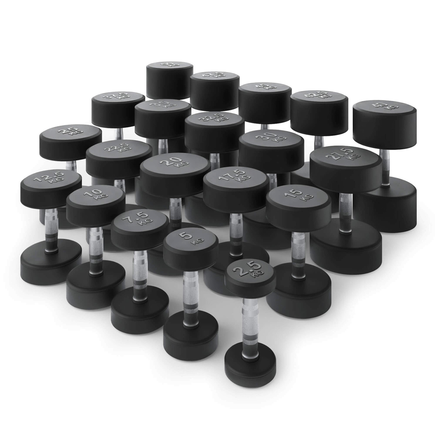 Ряд гантелей круглых UNIX Fit обрезиненные от 2,5 до 50 кг