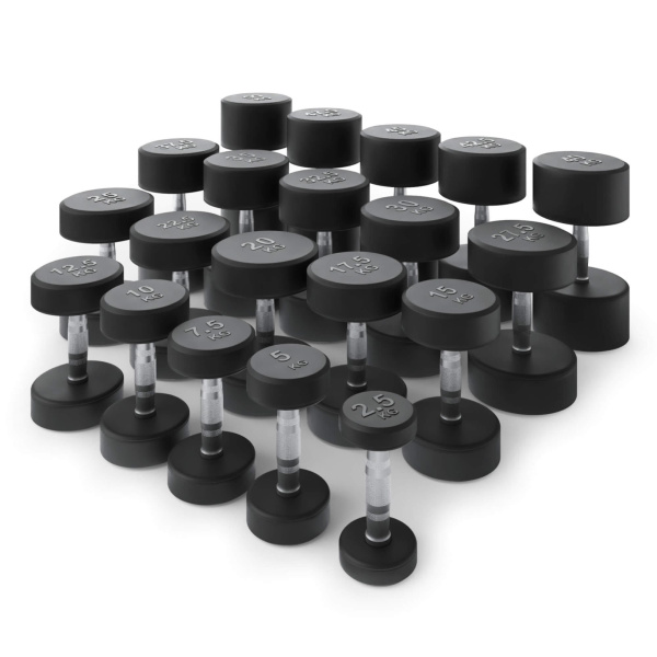 Ряд гантелей круглых UNIX Fit обрезиненные от 2,5 до 50 кг