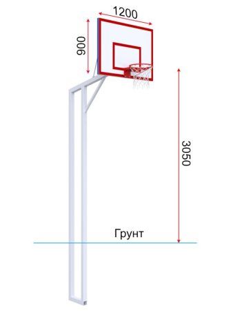 Баскетбольная стойка двухопорная с трен.щитом из метал. листа и усиленным кольцом