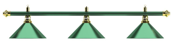 Лампа на три плафона «Allgreen» D35 (зелёная штанга, зелёный плафон D35см)