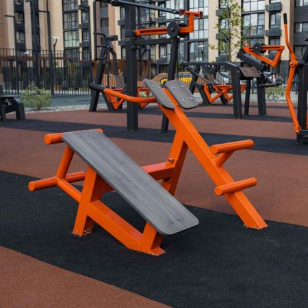 F-1709 Уличный тренажер Скамья для пресса + гиперэкстензия ZAVODSPORTA