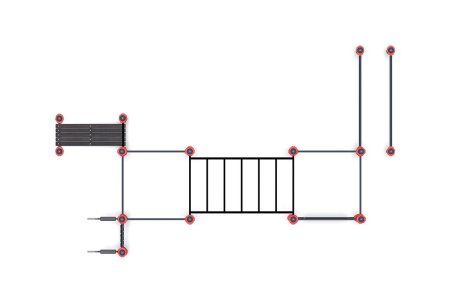 Комплекс из брусьев, разноур турников, тренажера брусья - пресс, наклонной лавки и рукохода (PAW-74)