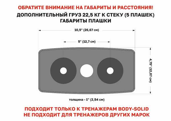 Дополнительный груз 22,5 кг к стеку (5 плашек)