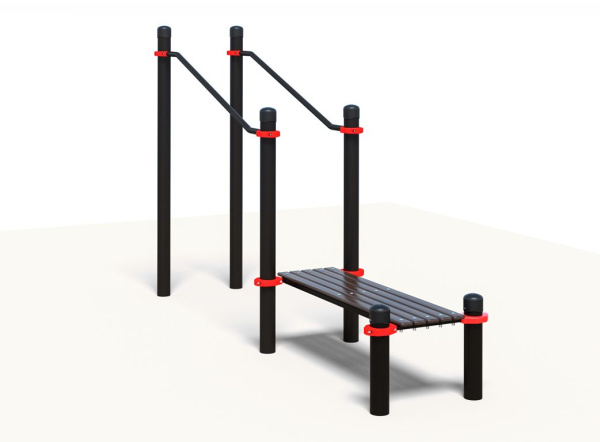 Брусья в подъем со скамьей