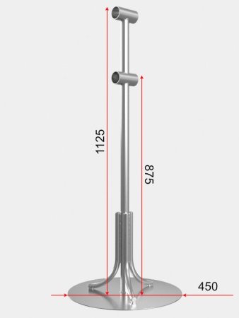 Кронштейн мобильный двухрядный на круглом основании из нержавеющей стали