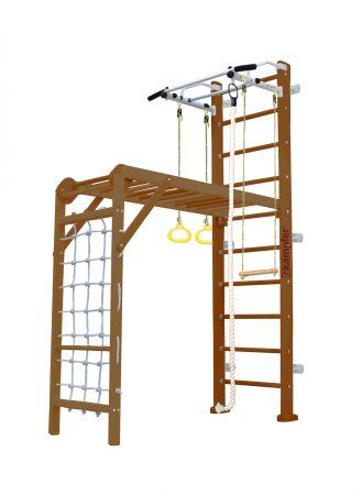 Шведская стенка Kampfer Union Wall (№2 Ореховый Стандарт белый турник)