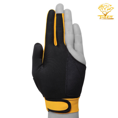 Перчатка Tiger Professional Billiard Glove черная/желтая левая L