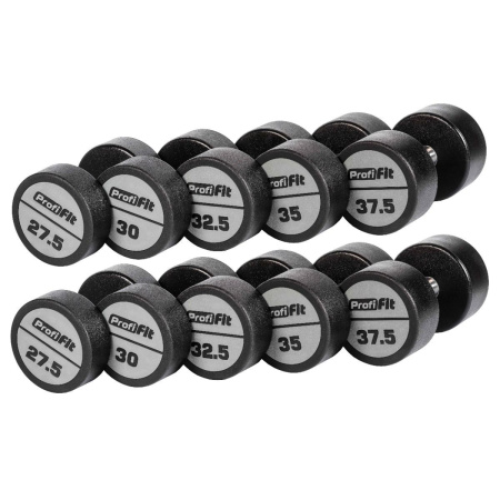 Гантельный ряд полиуретановый (шаг 2,5 кг, 5 пар) PROFI-FIT 27,5-37,5 кг