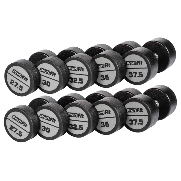 Гантельный ряд полиуретановый (шаг 2,5 кг, 5 пар) PROFI-FIT 27,5-37,5 кг