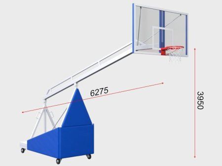 Баскетбольная стойка (мобильная) с щитом 1800х1050 мм из оргстекла 10 мм (вынос 3,25 м)