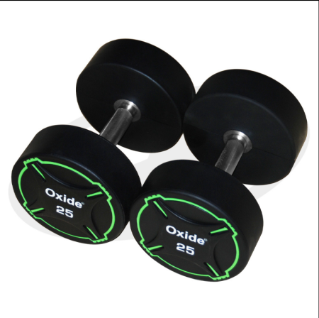 Круглые полиуретановые гантели Oxide Fitness ODB01 - (от 2,5 до 50кг.)