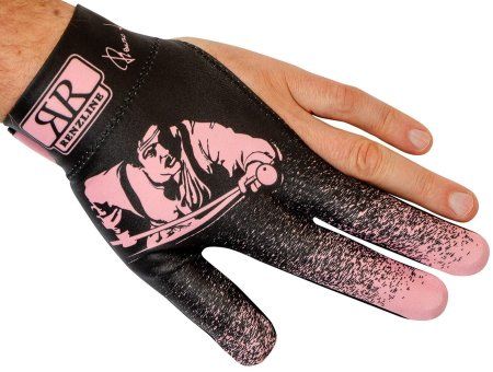 Перчатка для бильярда на левую руку черно-розовая серия Renzline коллекция Renzo Longoni Player