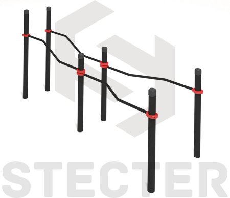 Брусья двойные, разноуровневые с подъездом для коляски