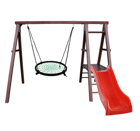 Спортивно-игровой комплекс Kampfer Lucky (Гнездо большое зеленое и красная горка)