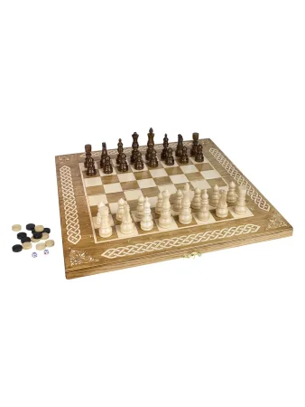Шахматы + Шашки + Нарды 3 в 1 "Амбассадор 3", 50 см, ясень, Partida