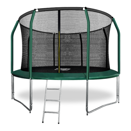 Батут ARLAND премиум 12FT с внутренней сеткой и лестницей (Dark green)