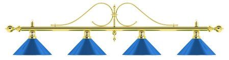Лампа на четыре плафона «Classic Blue Light» (витая золотистая штанга, синий плафон D35 см)