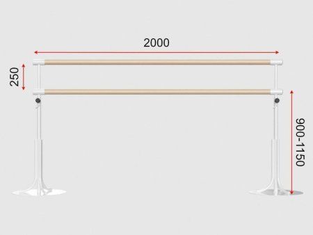 Двухрядный мобильный балетный станок с регулировкой высоты