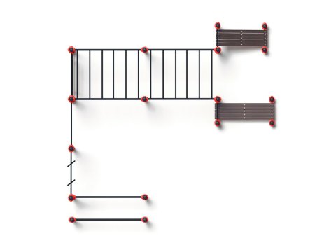 Комплекс из брусьев, турников, шведской стенки, 2 рукохода, 2 лавки для пресса и гимн.колец (PAW-62)