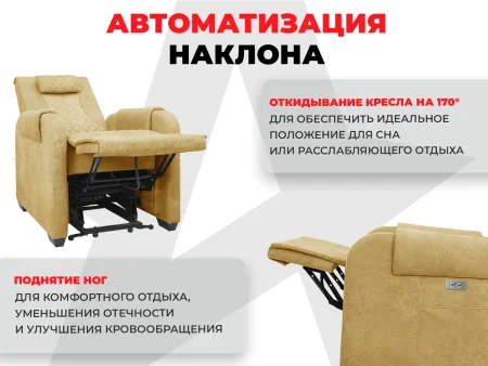 Кресло-реклайнер электрический с подъемом и массажем FUJIMO LOUNGE UP F7003 ZLFL на заказ
