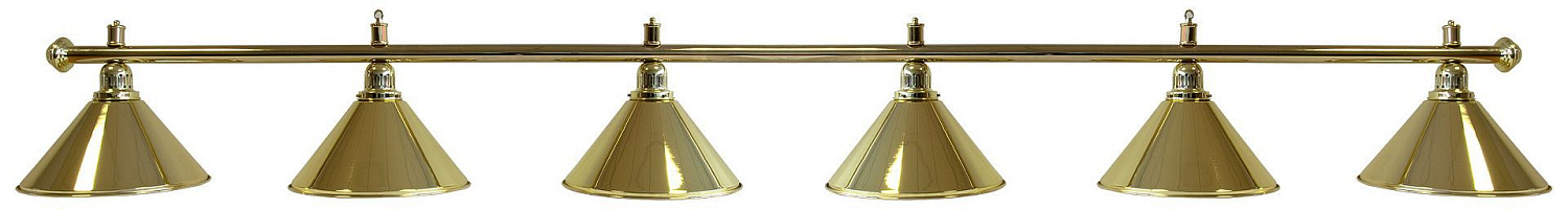 Лампа на шесть плафонов «Elegance» (золотистая штанга, золотистый плафон D35см)