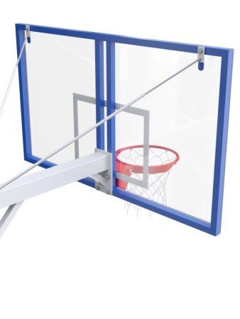 Баскетбольная стойка стационарная с проф. щитом 1800х1050 мм из оргстекла 15мм и массовым кольцом