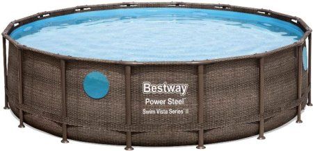 Каркасный бассейн Bestway Power Steel Swim Vista 56725 (488x122, с фильтр-насосом и лестницей)