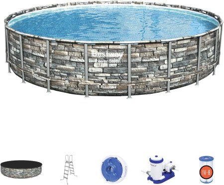 Каркасный бассейн Bestway Power Steel 56889 (671x132, с фильтр-насосом и лестницей)