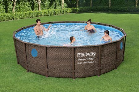 Каркасный бассейн Bestway Power Steel Swim Vista 56725 (488x122, с фильтр-насосом и лестницей)