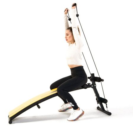 Скамья для пресса DFC с гантелями и эспандерами  D102RY