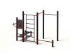 Комплекс с низкой перекладиной, лавкой для пресса, шведской стенкой и тренажером брусья-пресс