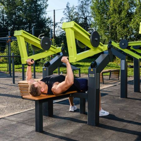 P-1800 Уличный тренажер Жим лежа с переменной нагрузкой ZAVODSPORTA