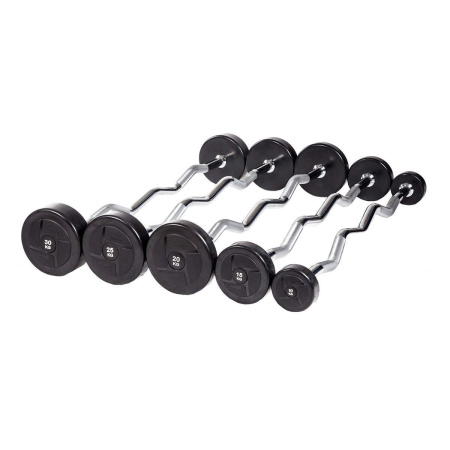 Набор изогнутых обрезиненных штанг (шаг 5 кг, 5 шт) PROFI-FIT 10-30 кг