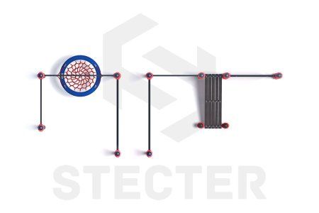 Уличный комплекс из двух турников, качели Гнездо, брусьев, наклонной скамьи и шведской стенки