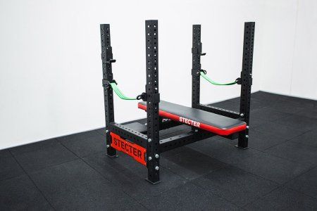 Стойки с горизонтальной скамьей для жима лежа STECTER и страховочная система "Стропа" L600 (к-кт)