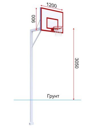 Баскетбольная стойка с щитом 1200х900 мм из фанеры на метал. каркасе с усиленным кольцом