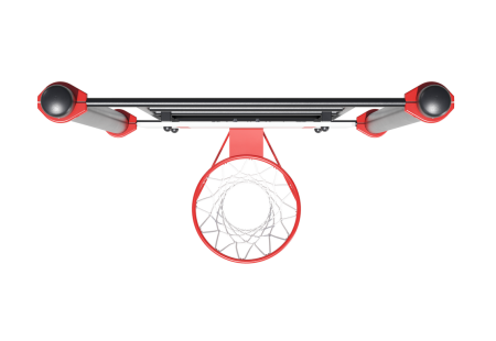 Гимнастический снаряд «Шведская стенка», оснащённый баскетбольным кольцом с сеткой диаметром 18 дюйм