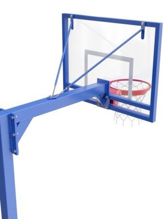 Баскетбольная стойка разборная одноопорная (со съёмной закладной) с трен. щитом 1200х900 мм из оргстекла 10 мм и масс. кольцом