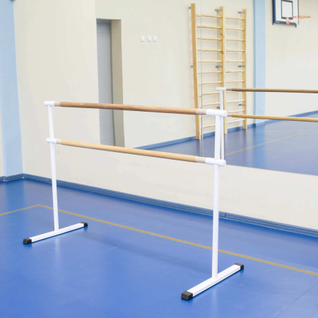 Станок хореографический напольный мобильный двухрядный 1,5 м (перекладина D-40 мм бук) мобильный