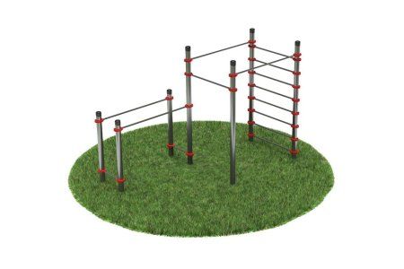 Нержавеющий воркаут комплекс с шведской стенкой, турниками и брусьями для отжиманий